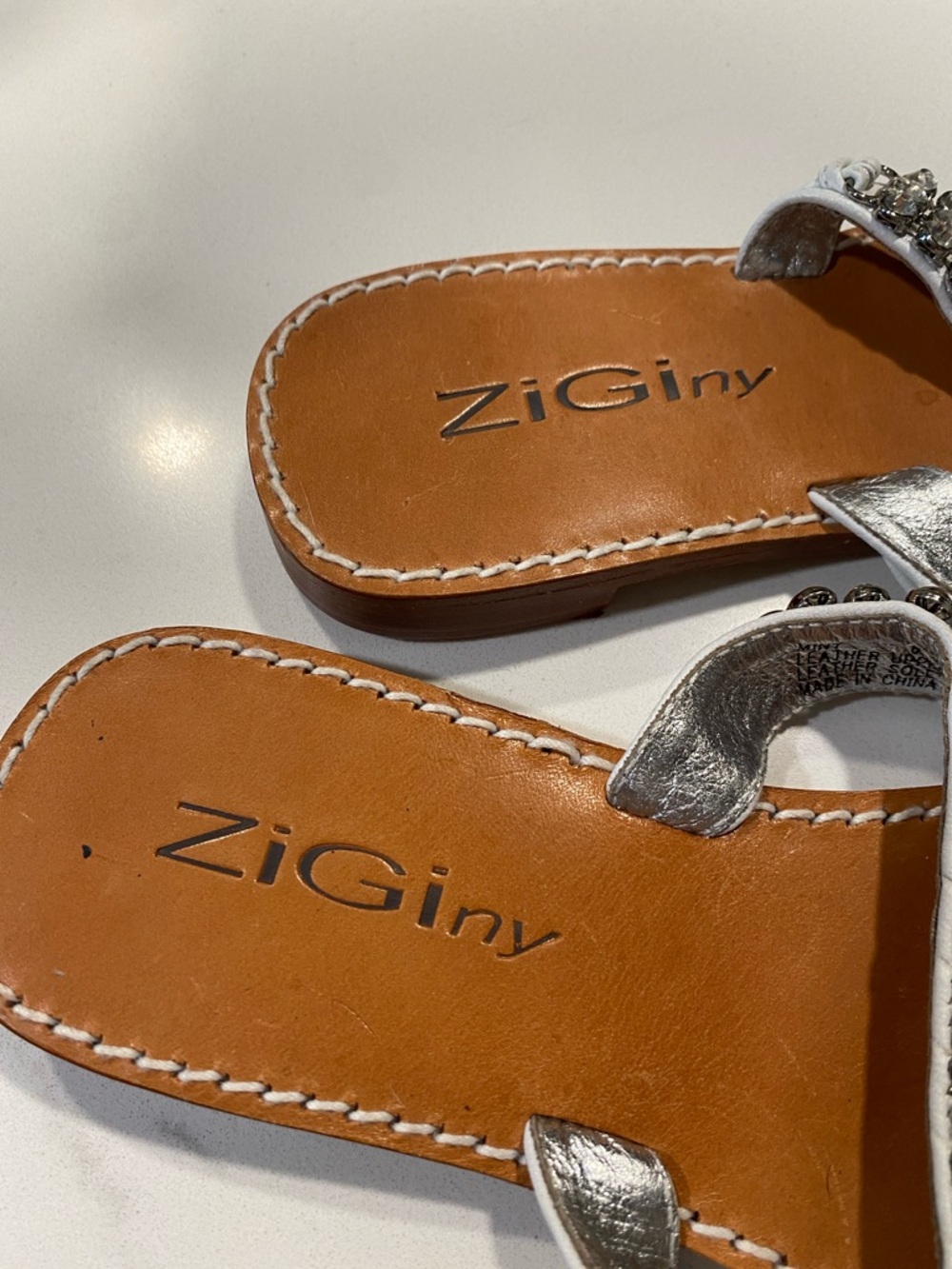 ZiGiny Silver Crystal Thong Sandals - Picture 4 of 11